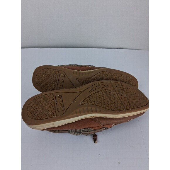 Spreey 7.5 Top Sider Boat Shoes Leather / Fabric Upper Brown Memory Foam #61421 - Picture 3 of 12